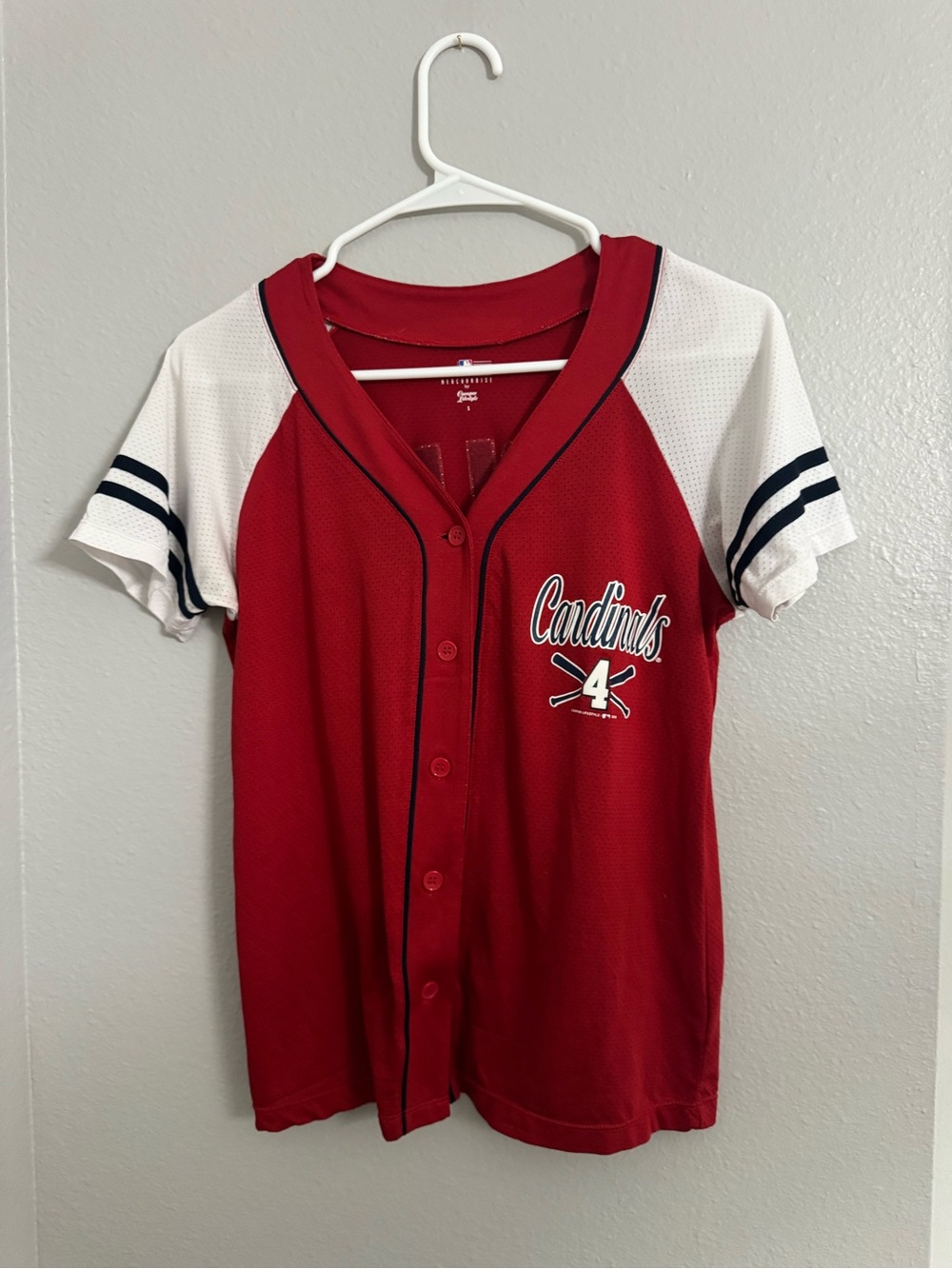 MLB Red and White Cardinals Button-Up Jersey